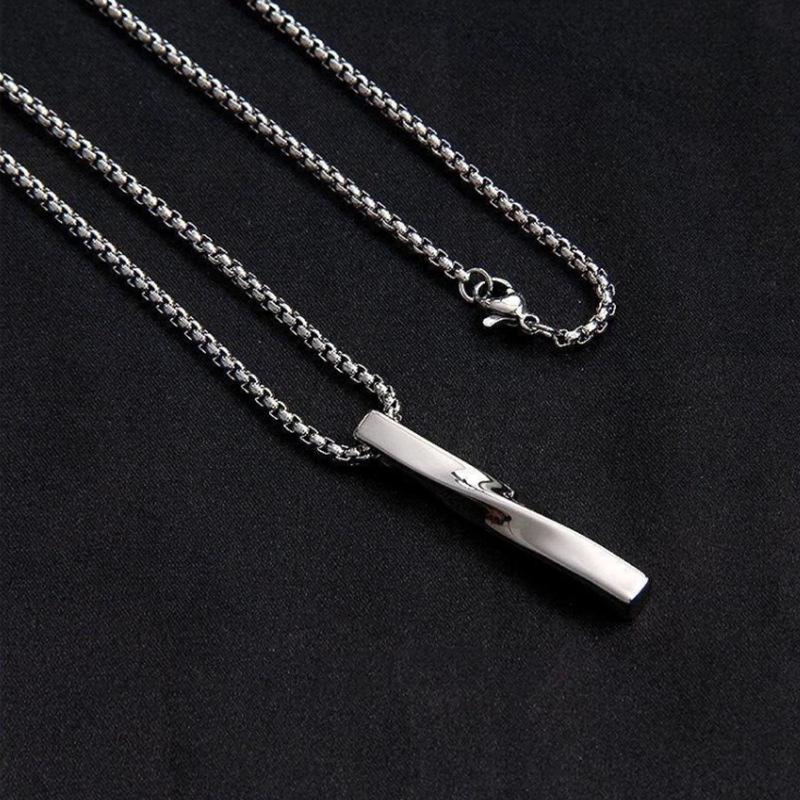 Men's Spiral Titanium Steel Necklace - Minimalist Hip-Hop Style Pendant