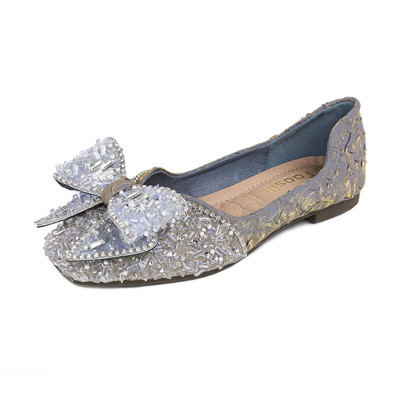 

Женские туфли-лодочки на плоской подошве с жемчугом, новая летняя обувь для женщин, обувь-бини, женская обувь большого размера 43 синий
