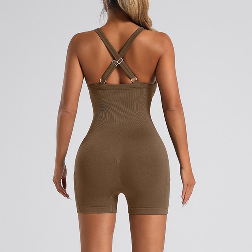 Women's Fashionable Color Round Neck Tight Back Yoga Suit Yoga Jumpsuit