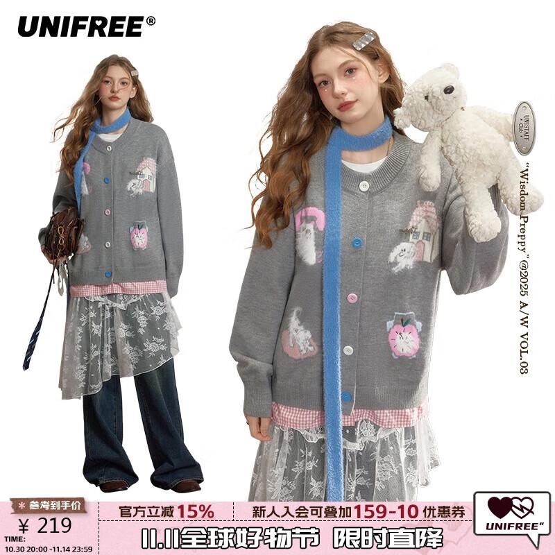 

UNIFREE Women s Cartoon Animal Knit Cardigan One Size