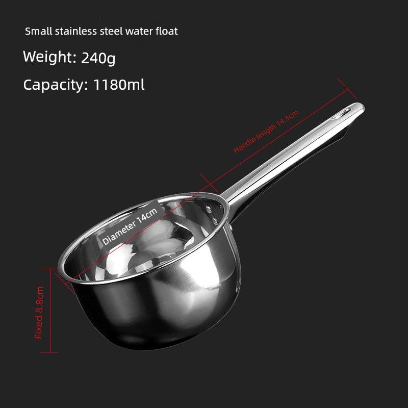 Stainless Steel Spoon with Handle, Household Water Ladle, Kitchen Water Scoop, G-Shaped Water Ladle, Short Handle Water Scoop, Water Ladle Water Spoon 14cm (Stainless Steel Handle)
