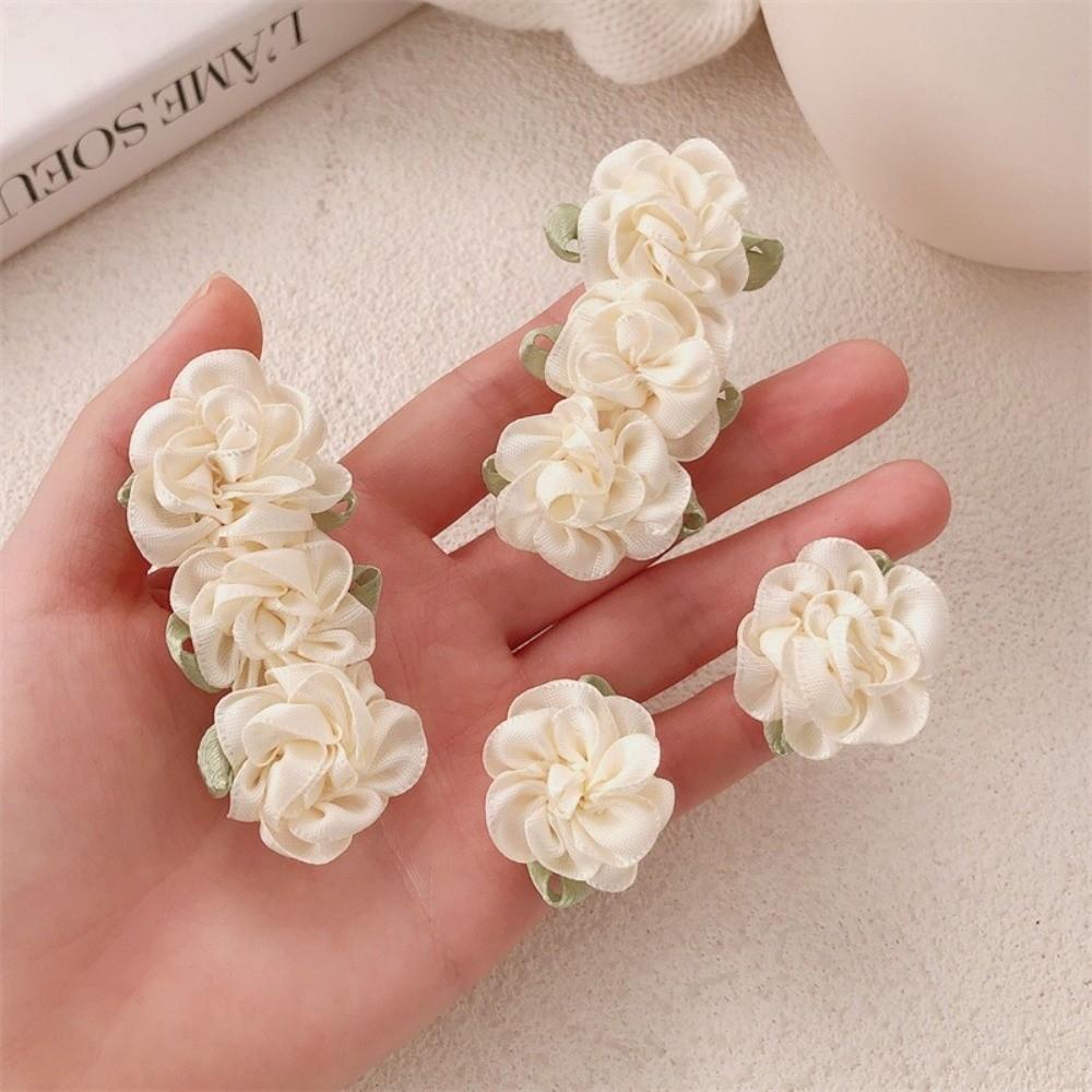 Elegant White Camellia Hair Clip Forehead Mini Duckbill Clip Side Clip Wedding