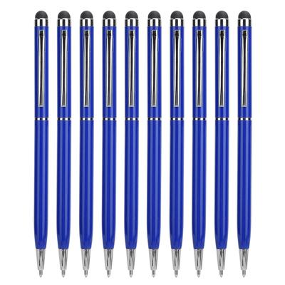 10Pcs Stylus 2‑in‑1 Capacitive Touch Screen Ballpoint Pens Metal Computer AccessoriesBlue