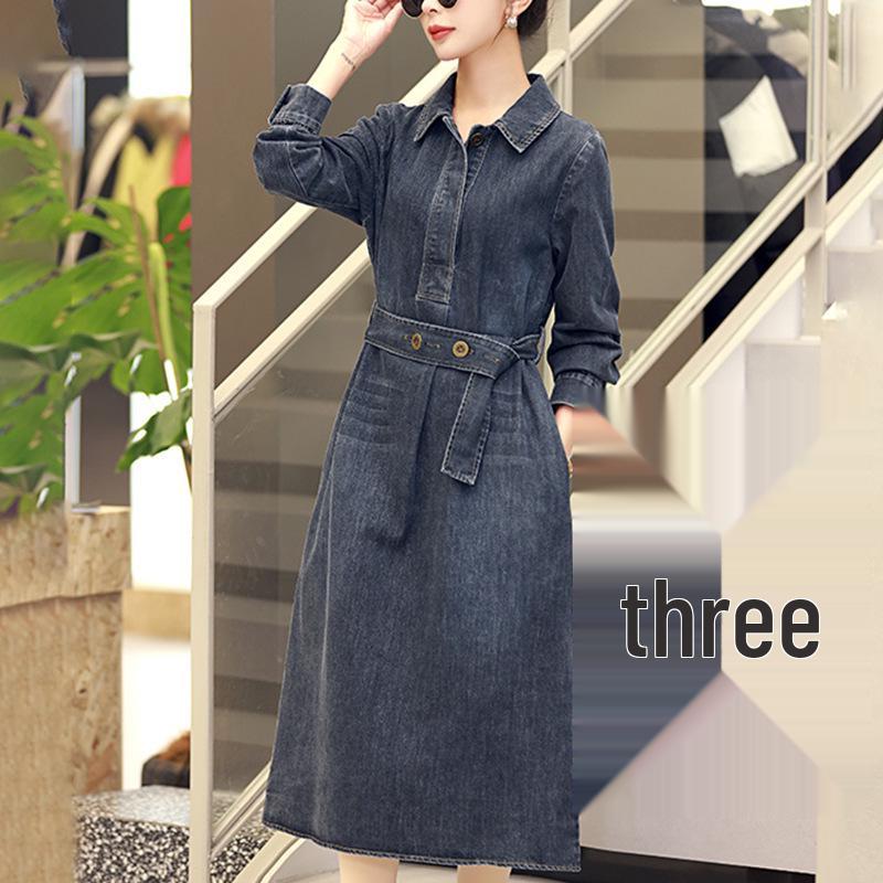 

2024 Высококачественное облегающее джинсовое платье для женщин: Шикарный, неподвластный времени дизайн для весны и осени. M