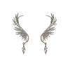 Single Korean Angel Wing Rhinestone Earrings Shiny Drill Arc Ear Hanging Clip Earrings for Women Unusual Ear Cuff Jewelry
