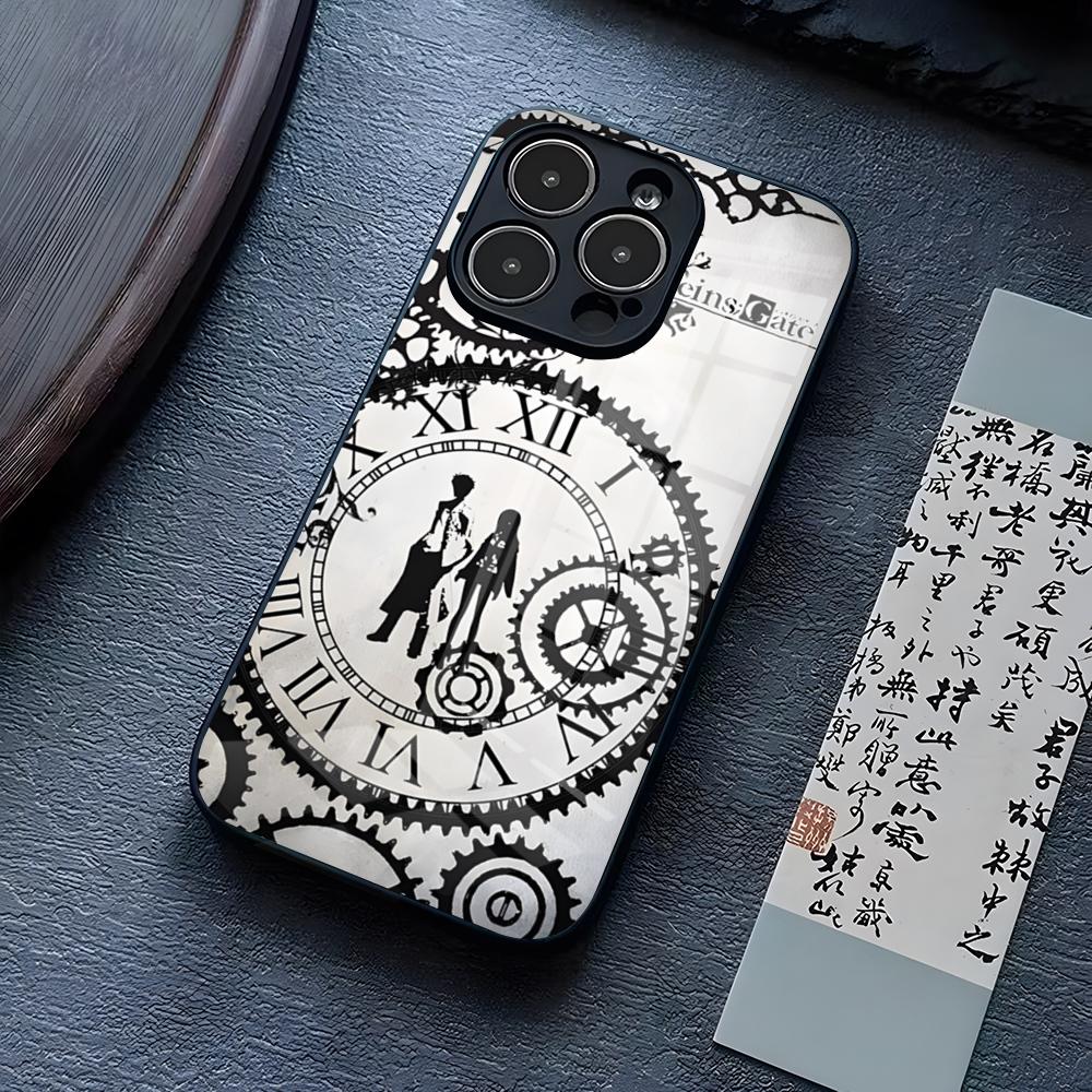 Steins Gate Phone Case For IPhone 13 Pro Max 14 16 Plus 12 Mini 11 15 X XR XS 8 7 Plus SE Tempered Glass Cover