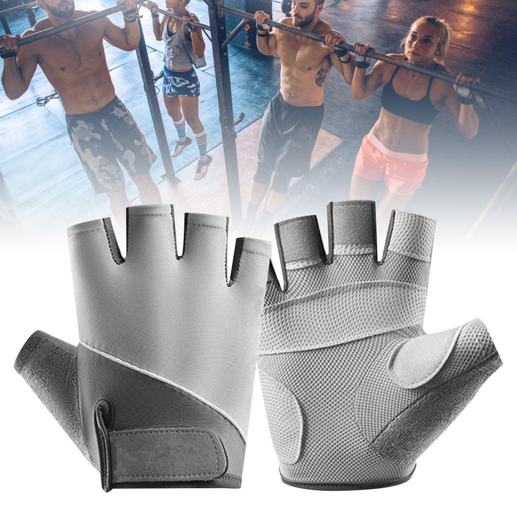 Half Finger Sports Gloves Polyester Unisex Anti Slip Breathable Sun Cycling Gloves for Workout Motorcycle Gym