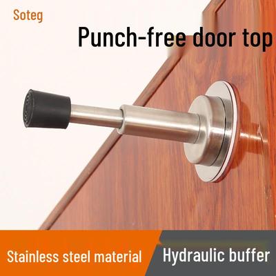 Hydraulic Door Stop: Stainless Steel Rubber Anti-Collision Buffer with Telescopic Handle and Lock Protector