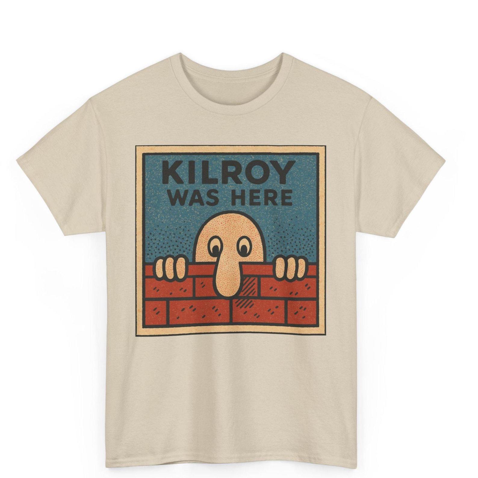 Kilroy Was Here T-Shirt: Retro WWII Graffiti Graphic Tee L
