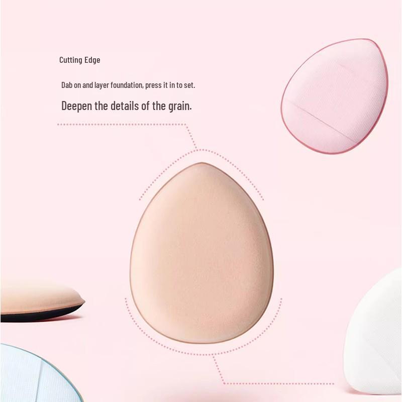 Dreieckspuderquaste: Nicht saugfähig, Doppelte Verwendung für Nass/Trocken. Spitze zum Setzen, Fingerkissen, Perfekt für Concealer & flüssige Foundation.