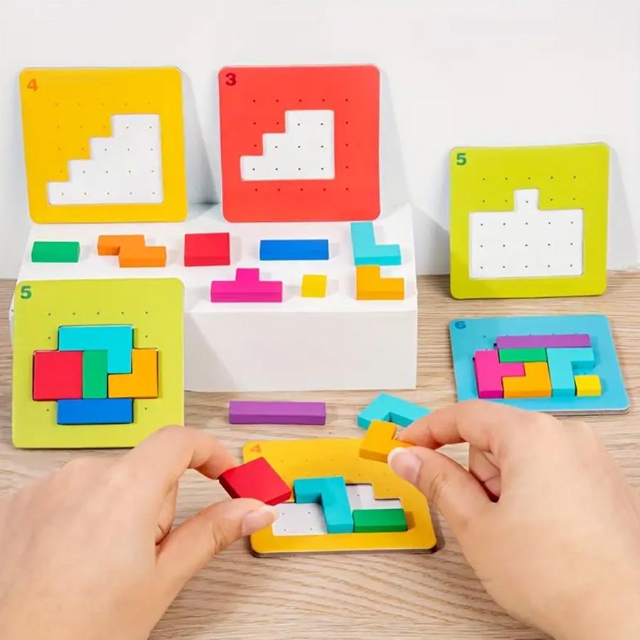 1 Set Colorful Puzzle Game Brain Teaser Toy for Kids Block Puzzle for Mind Exercise Children Toy Gift Challenge for Two Players