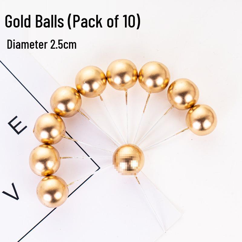100pcs Cake Toppers: Gold, Silver, and Colorful Balls for Birthday Party Decorations
