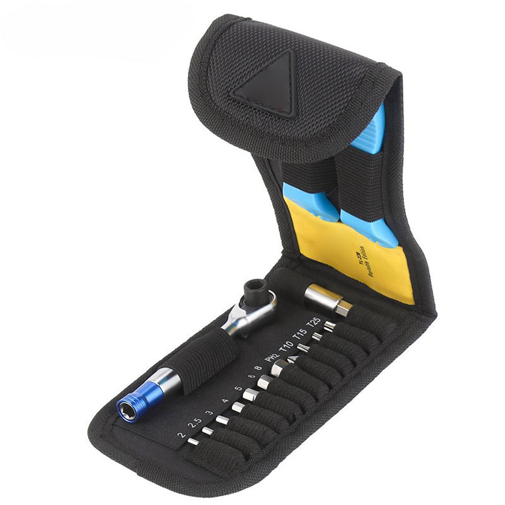 Bike Ratchet Wrench Set 72-Tooth Ratchet 5 Degrees  Swing Angle Tool Kit Bidirectional Rotation Magnetized Attachment Compact Space