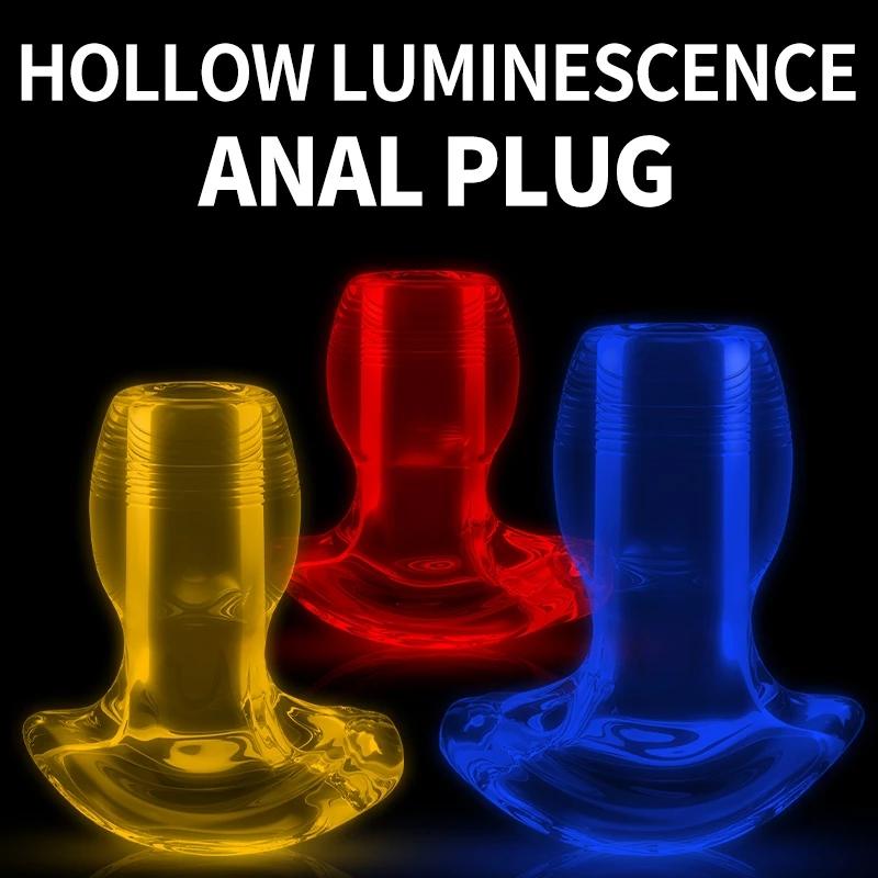 Illuminated Anal Plug Hollow Butt Plug Adult Products for Couple Sex Flirting Prostate Massage Anal Dilator Ass Stimulator Enema