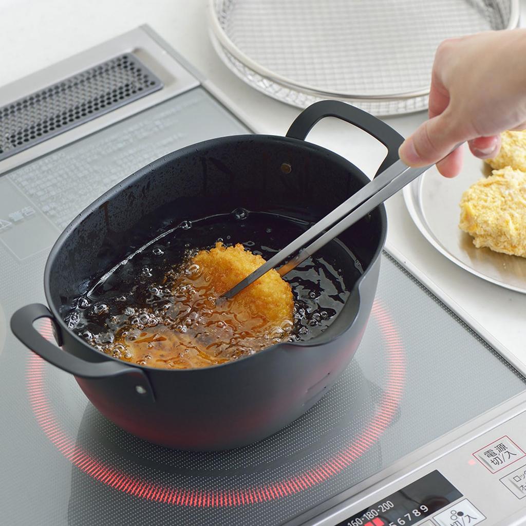 Yoshikawa Aikata Iron Induction and Gas with Convenient PD3023 Fryer, Oval, Compatible, Tsubame-Sanjo, Spout,