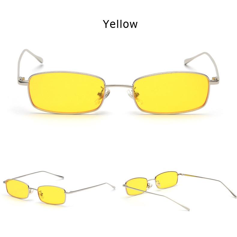 Fashion Women Men Narrow Small Square Sunglasses Retro Classic Trending Candy Color Lens Unique Eyewe