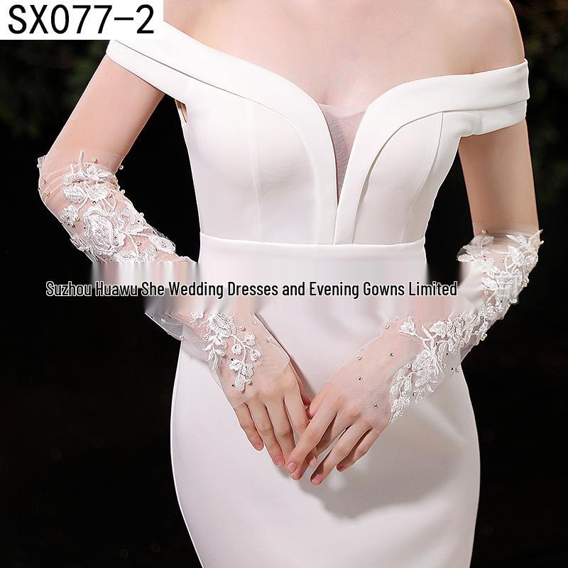 Elegant Pearl Bow Wedding Gloves - French Aesthetic for Bridal Portrait Styling