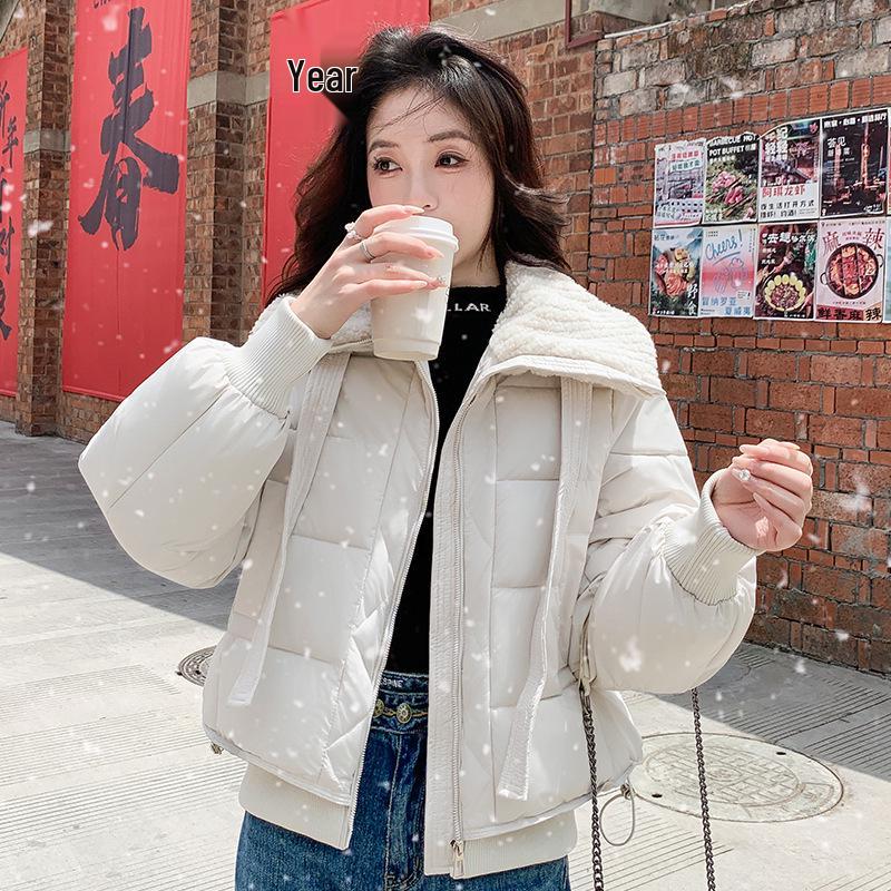 Korean Style Women's Lapel Down Cotton Coat - Winter Thickened Warm Fashion Jacket