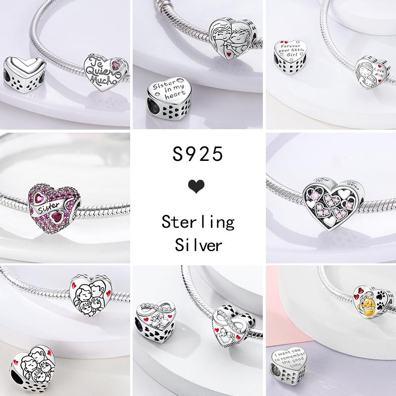 Copper Love Heart-Shaped Family Boy Girl Pet Charms Fit Original Pendant Bracelet Friendshipbeads Diy Jewelry
