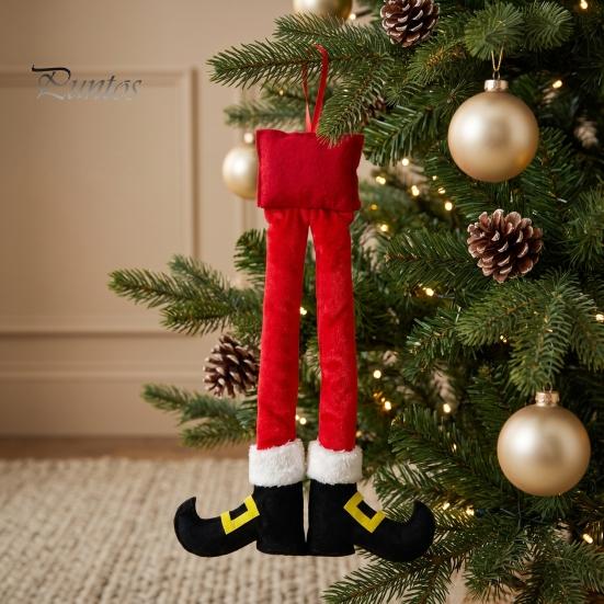 Weiches Stoff-Hängeornament Weihnachtselfenbeine, Weihnachtsmannbeine Ornamente, Plüsch gefüllter Weihnachten Auto Anhänger, Festliche Stiefel Lustige Feiertagsdekoration für Spiegel,