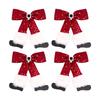Red Christmas Hair Accent Set of 4 with White Trim for Holiday Outfits, Winter Photos, Seasonal Party Hair Use and Winter Outfit Wear