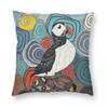 Cornwall Puffin Square Pillowcase Polyester Linen Velvet Pattern Zip Decor Pillow Case Home Cushion Case