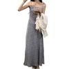 Fresh Mori style floral suspender slim dress women's summer sexy and thin one-word collar A-word medium and long skirt