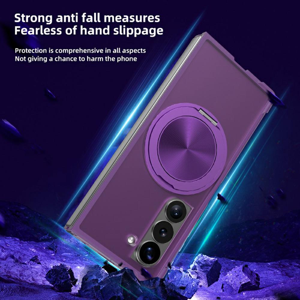 For Samsung Galaxy Z Fold6 5G Magnetic Case CD Vein Kickstand Shockproof TPU + PC Phone Cover