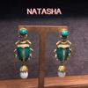 Used High-End Vintage Retro Dangle Earrings with Electroplated Freshwater Pearls - Unique Niche Design.