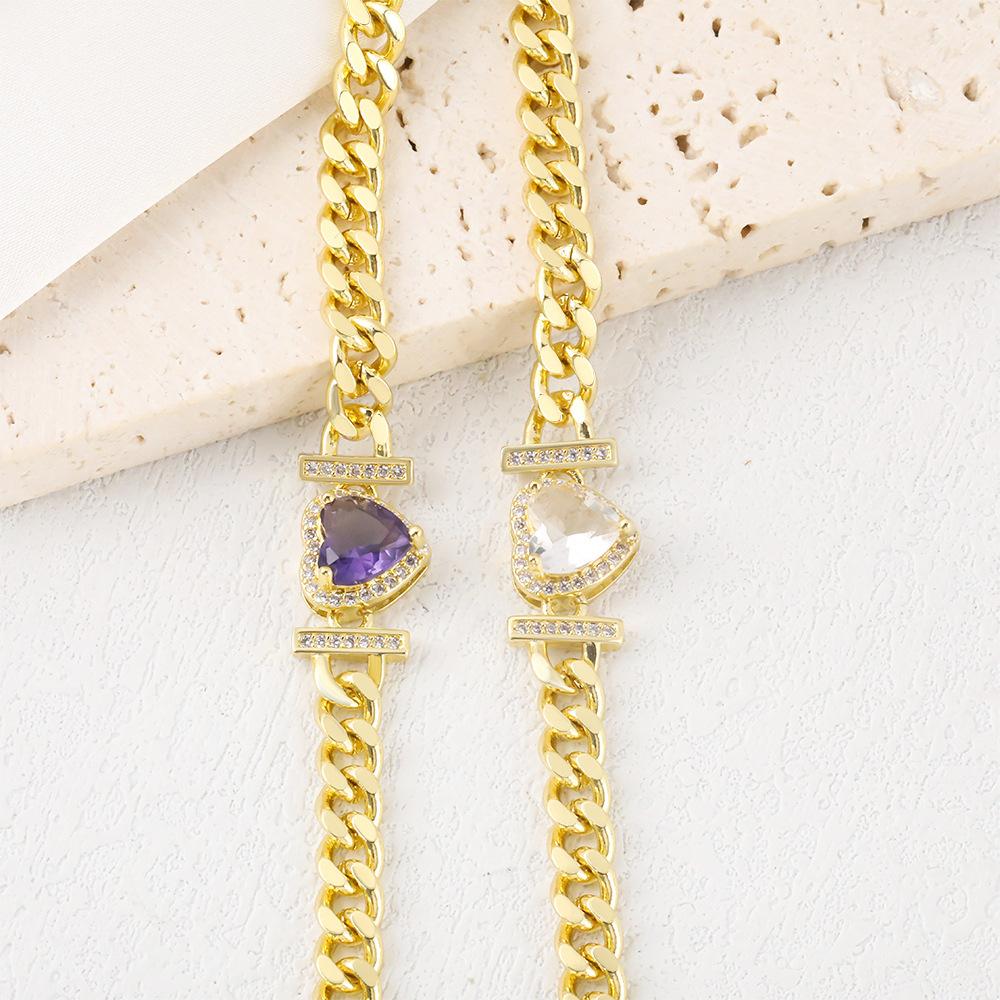 Retro Colored Zircon Love Bracelet Women's Light Luxury Handmade Versatile Jewelry