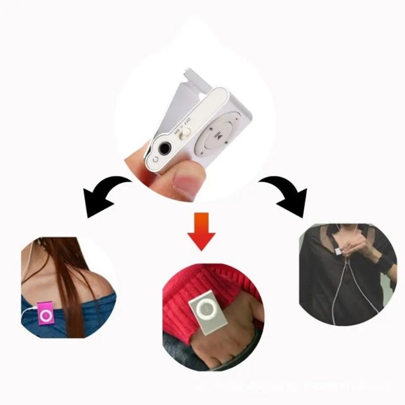 Pocket Size Metal Clamp MP3 Player Expandable Storage via Memory Card Rich Bass Sound Extended Battery