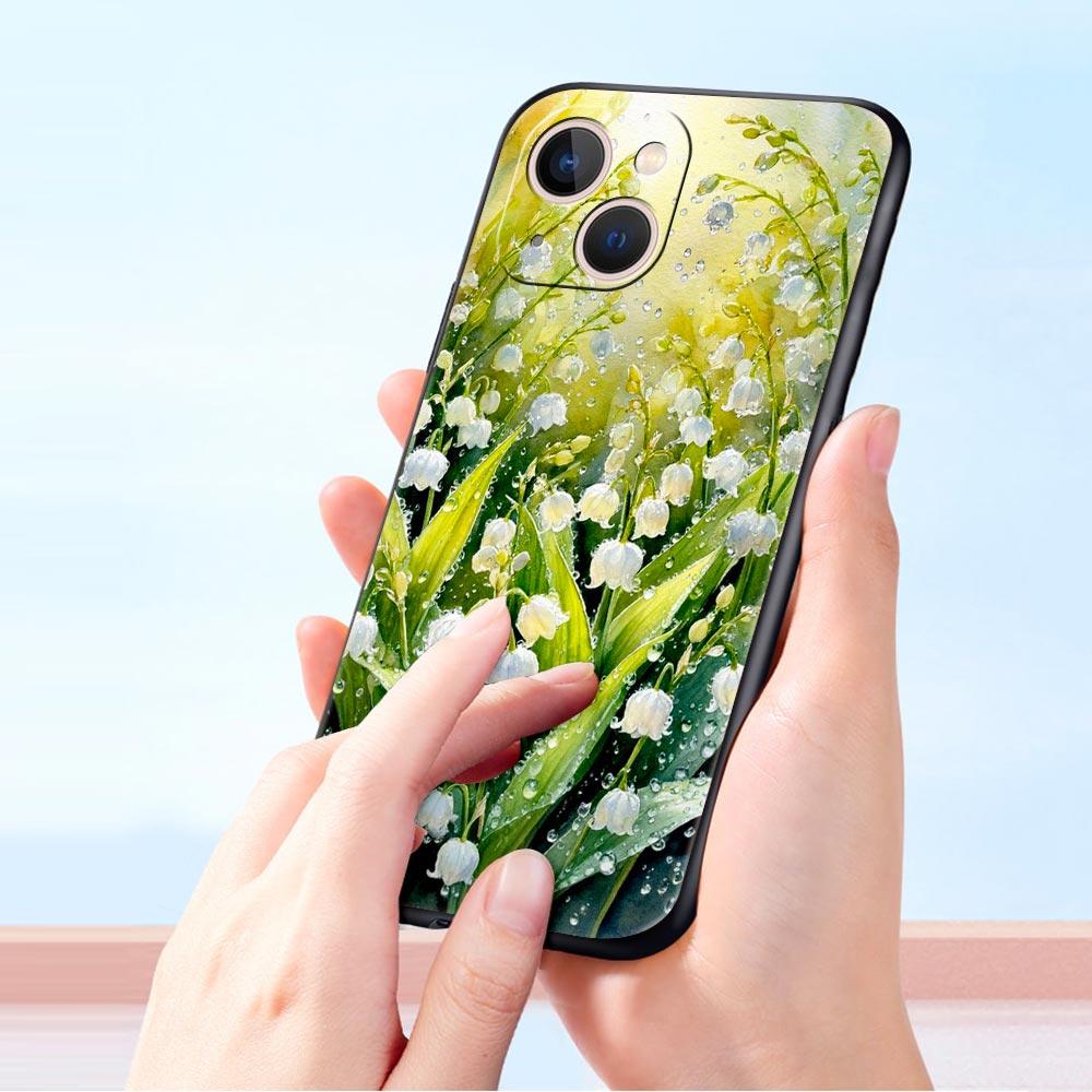 Lily Of The Valley Clear Floral Phone Case Cover for iPhone 17 16 15 14 13 12 11 Pro Max 17 Air Plus Shockproof Soft TPU Shell