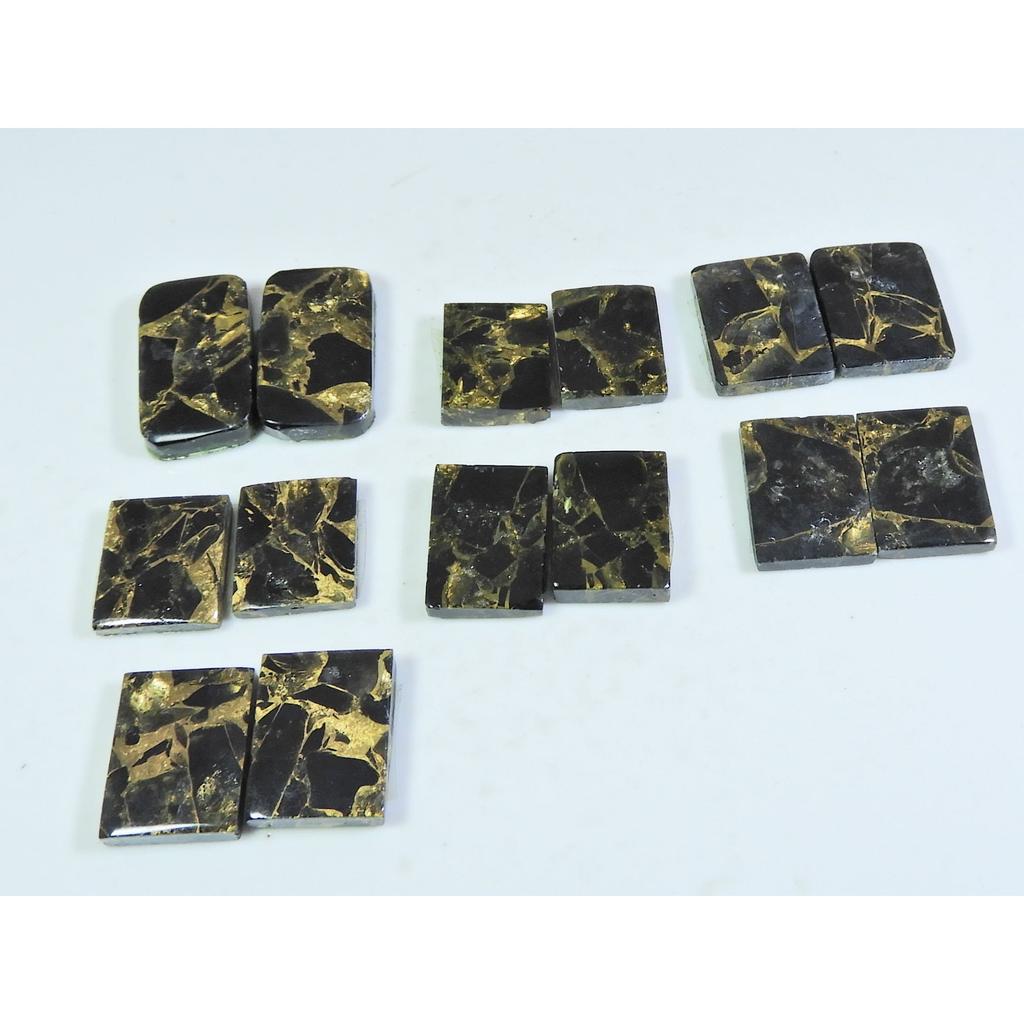 120Cts. Natural Black Copper Tourquise Octagon Cabochon Matched Pair 7Pair A-137