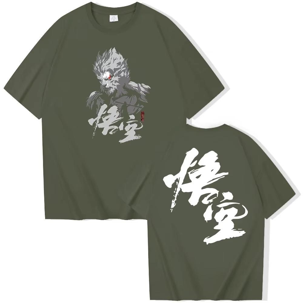 Black Myth Wukong Sun Wukong T-shirt O-Neck Short Sleeve Shirts Fans Gift