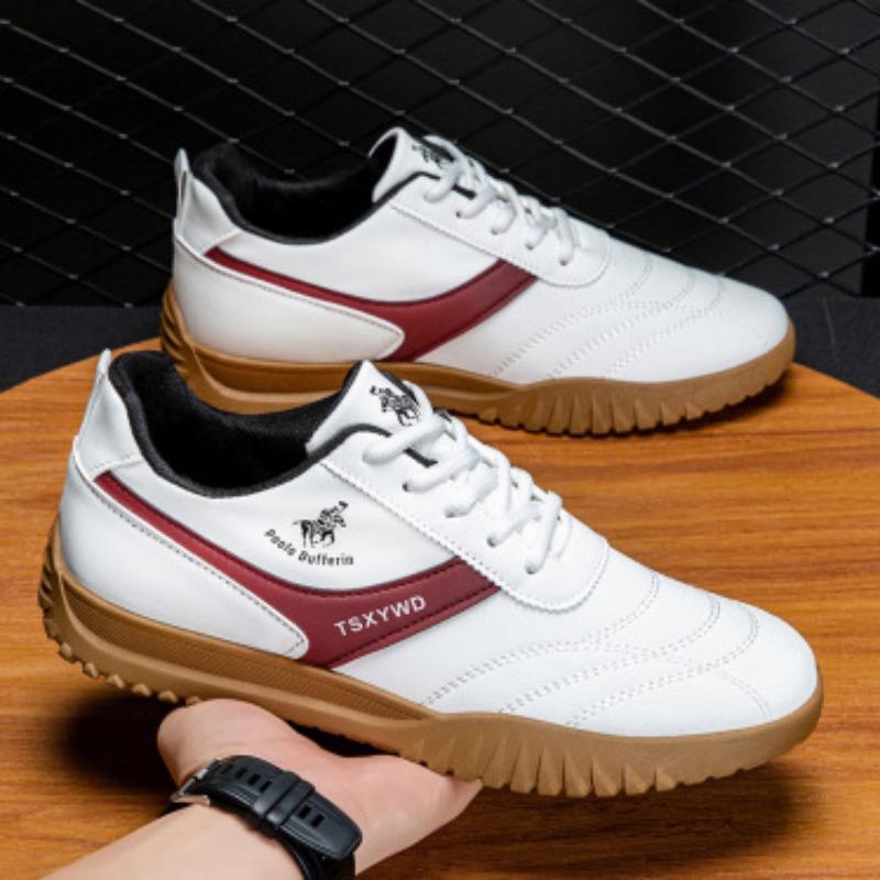 Soft sole wear-resistant men's shoes new Paul trend leather surface white shoes air cushion running shoes lace-up sports shoes men