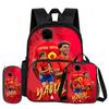 Learn, Travel Football Star School Bag L-Lamin Yamal 3 Pcs Set with Front Pocket Backpack Lunch Bag, Pencil Case, Sport Rucksack