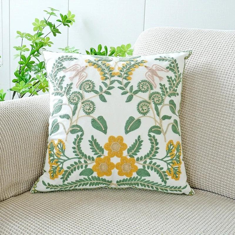 45X45Embroidery Pillowcase Pillow Cover Luxury Flower Nordic Vintage Style Cushion Covers Home Living Room Sofa Couch Seat Decor