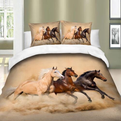 

Пододеяльник с изображением лошади и животного 3D, комплект постельного белья с наволочками, одинарный двухместный размер King Size Single 135x200cm