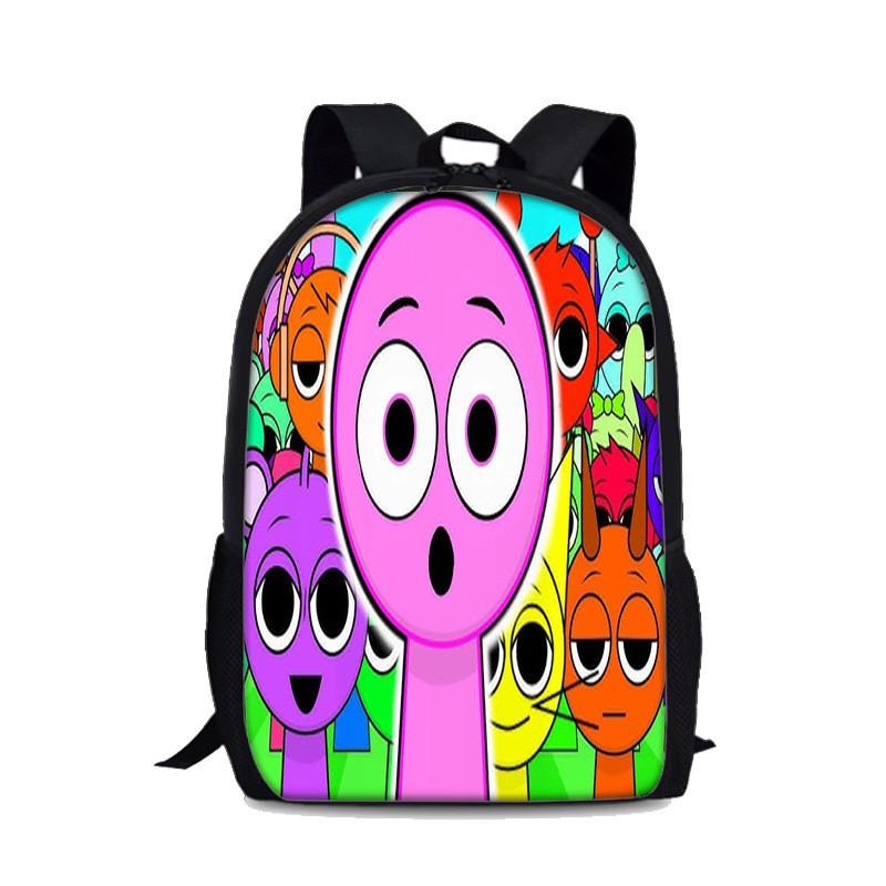 Kinder Rucksack mit Aufdruck für die Schule - Nylon Anti-Rutsch Umhängetasche mit lustigem Rhythmusbox Design Alter 8-10 Unisex