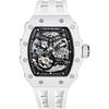 Tsar Bomba Men's Automatic Watch Skeleton Design 5 ATM Water Resistant Barrel Case Silicone Strap