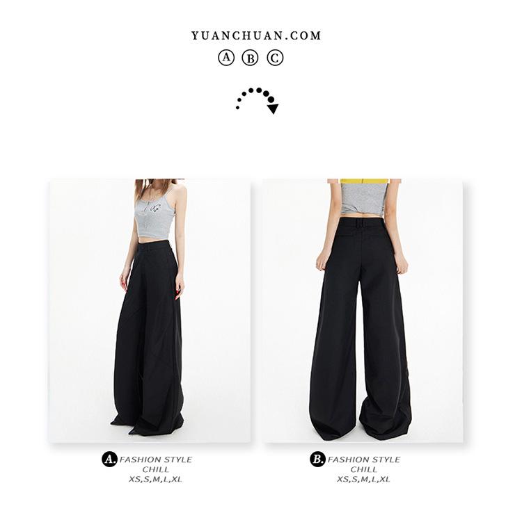 Women's Retro High Waist Wide Leg Pants – Versatile Flare Casual Suit for Spring/Summer