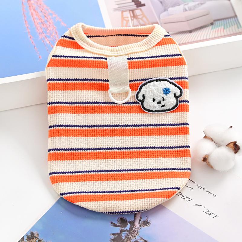 Pet clothing Small dog dog cat clothing Spring and summer thin vest with traction ring