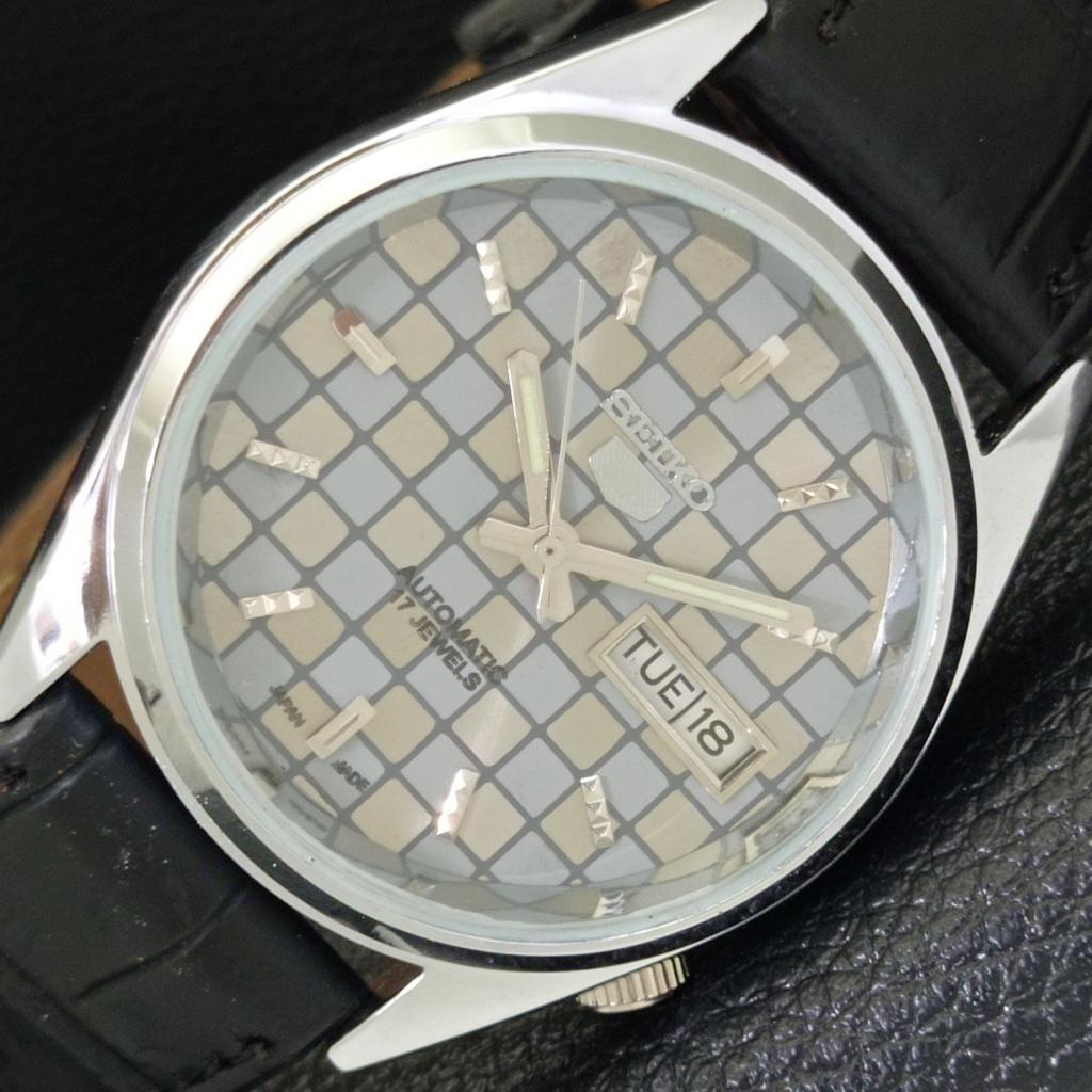 JAPAN VINTAGE SEIKO 5 AUTOMATIC REFURBISHED MENS GREY COLOR DIAL WATCH A440456-4 Sk-a440456