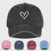 Casquette de baseball style Y2K brodée d'un cœur | Casquette Dad délavée et usée vintage | Chapeau de soleil respirant et réglable | Style de tous les jours C