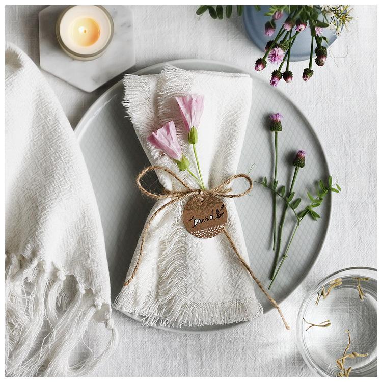 Handmade 100% Natural Color Flax Linen Table Napkins Stone Washed Rectangle Hemstitch Napkin High Quality 45 x45cm or custom белый