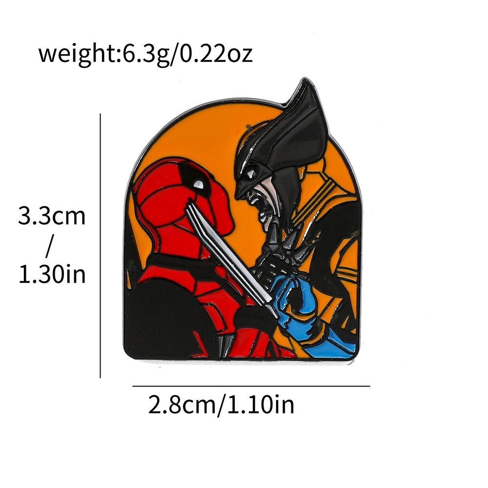 

European and American film and television characters, metal badges, Deadpool and Wolverine alloy oil drop brooch, superhero pin