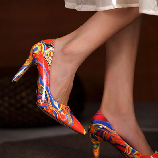 Women's Pointed Pumps Colorful High Heel Slip-On Wedding Shoes Thin Heels Bridal