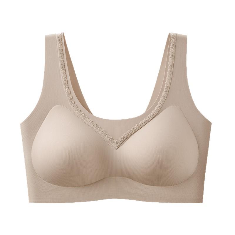 Invisible Lift Seamless Breathable Bra with Fixed Cups and Lace for Side Support - Women's Summer Collection