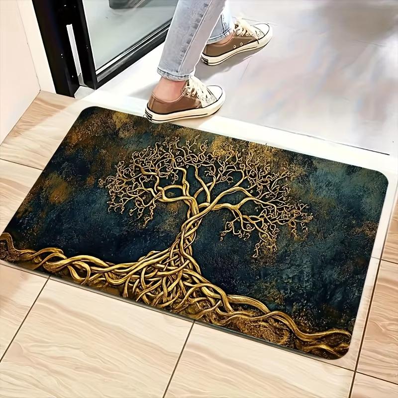 VIKAMA Evergreen Tree Carpet Vigorous Tree Doormat Good Luck Welcome Mat Rug For Bedroom Carpet For Live Room Home Decor