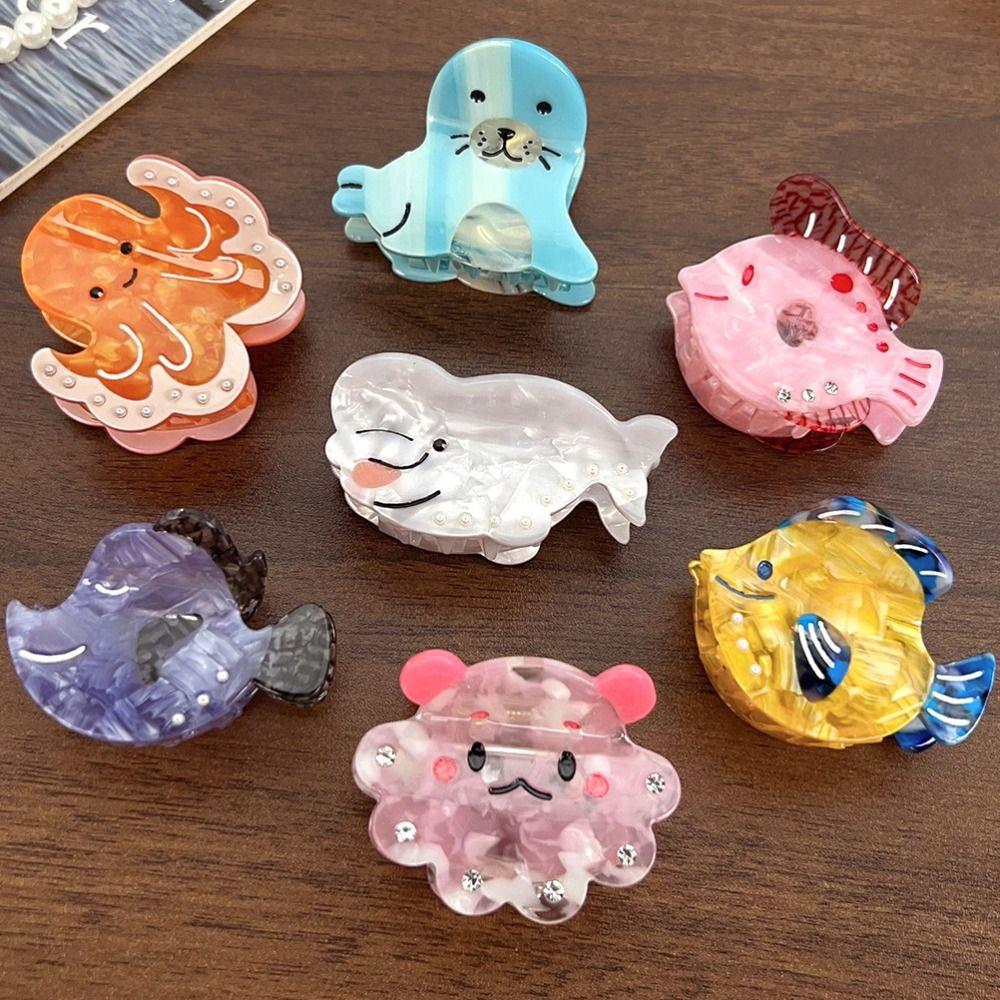 Korean Style Ocean Animal Hair Clip Acetic Acid Small Shark Clip Sea Creature Hair Claw Girls